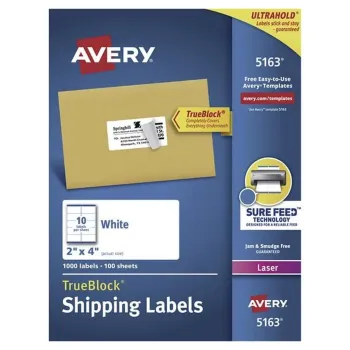 Etiquetas Avery 05163 - 2" x 4" - Para Impresión Láser - 1,000 Etiquetas - 05163
