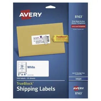 Etiquetas Avery 08163 - 2" x 4" - Para Impresión Inkjet - 250 Etiquetas - 08163