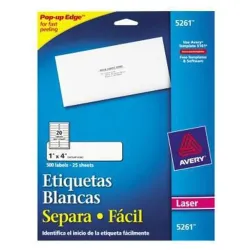 Etiqueta Avery 5261 - Blanca Permanente - Láser - 20 etiquetas por Hoja - 5261