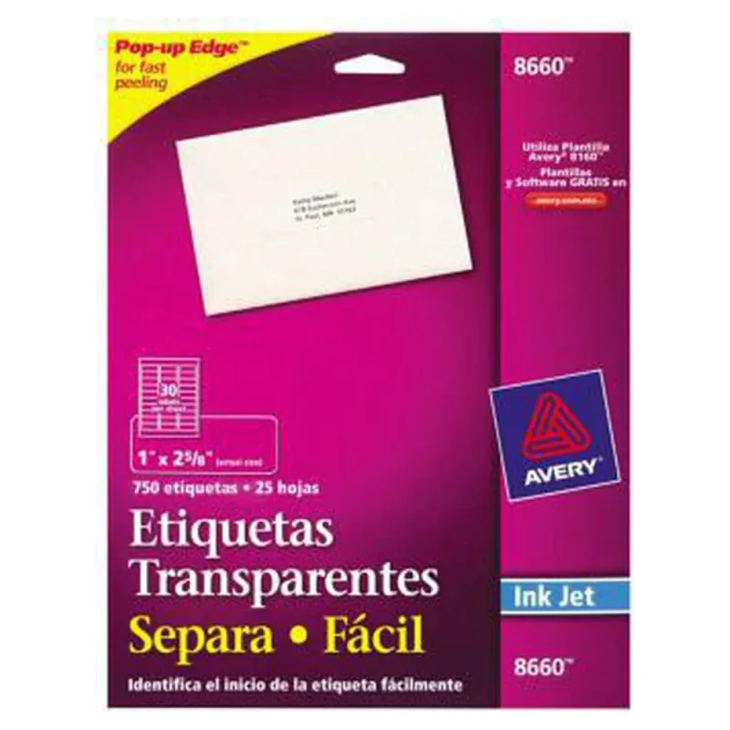 Etiqueta Transparente 2 x 4 INK 1 X 2 5 6 (2.5 X 6.7CM) - 8660