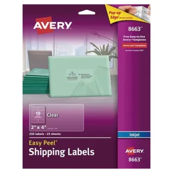 Etiquetas Avery 8663 - 2" x 4" - Para Impresión Inkjet - 250 Etiquetas - 8663