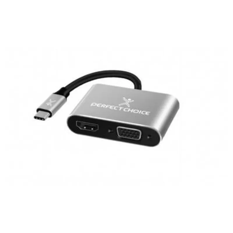 Adaptador Perfect Choice Pc 101284 Usb C Macho A Hdmi/Vga Hembra Negro/Gris - PC-101284