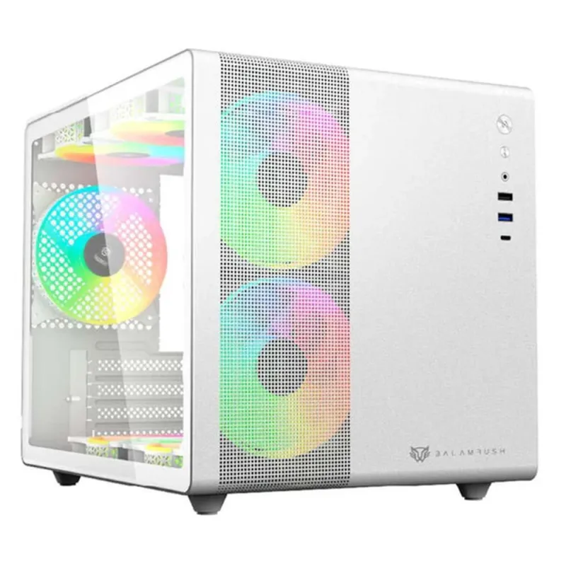 Gabinete Gamer Balam Rush TANK MINI GI930 - Mini Torre - Micro ATX/Mini ITX - 3 Ventiladores - Panel Lateral - Blanco - BR-936040
