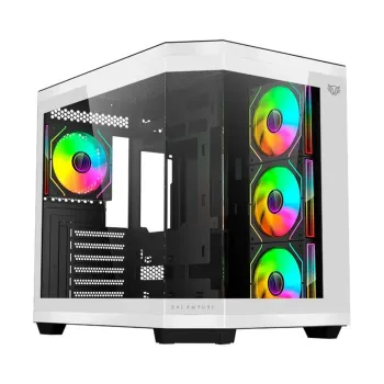 Gabinete Gamer Balam Rush Tank Master 9600 TB - Media Torre - ATX/Micro ATX/Mini ITX - 4x Ventiladores - Panel Lateral - Blanco con Negro - BR-938693