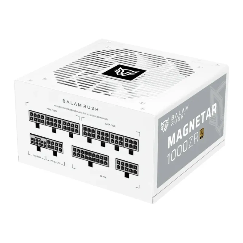 Fuente de Poder Balam Rush Magnetar 1000ZR - 1000W - ATX - 24 pin - 6 SATA - 80 PLUS Gold - Blanco - BR-940313