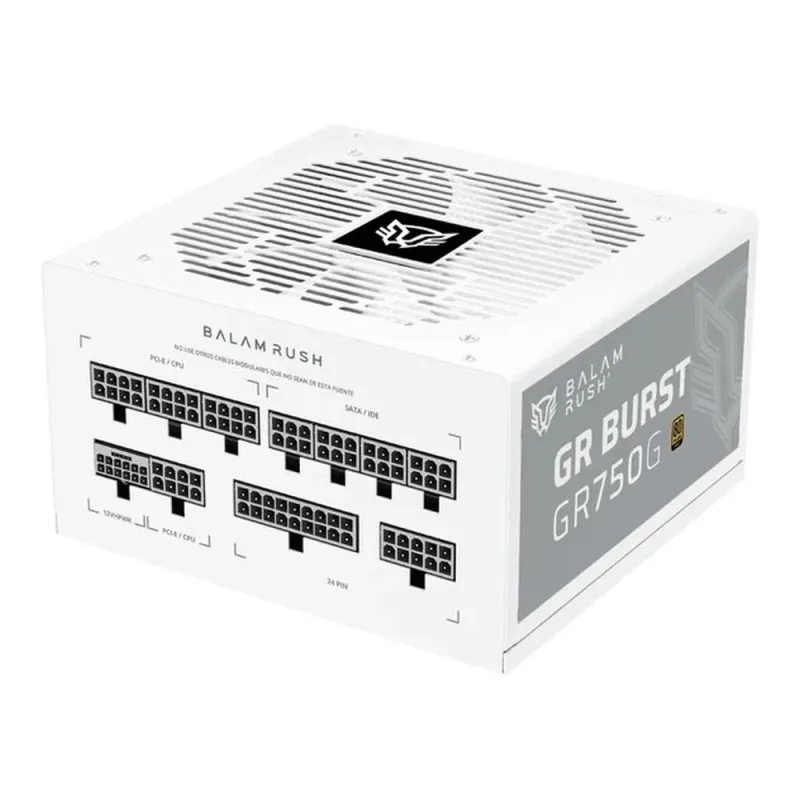 Fuente de Poder Balam Rush GR Burst GR750G - 750W - ATX - 24 pin - 6 SATA - 80 PLUS Gold - Blanco - BR-940337