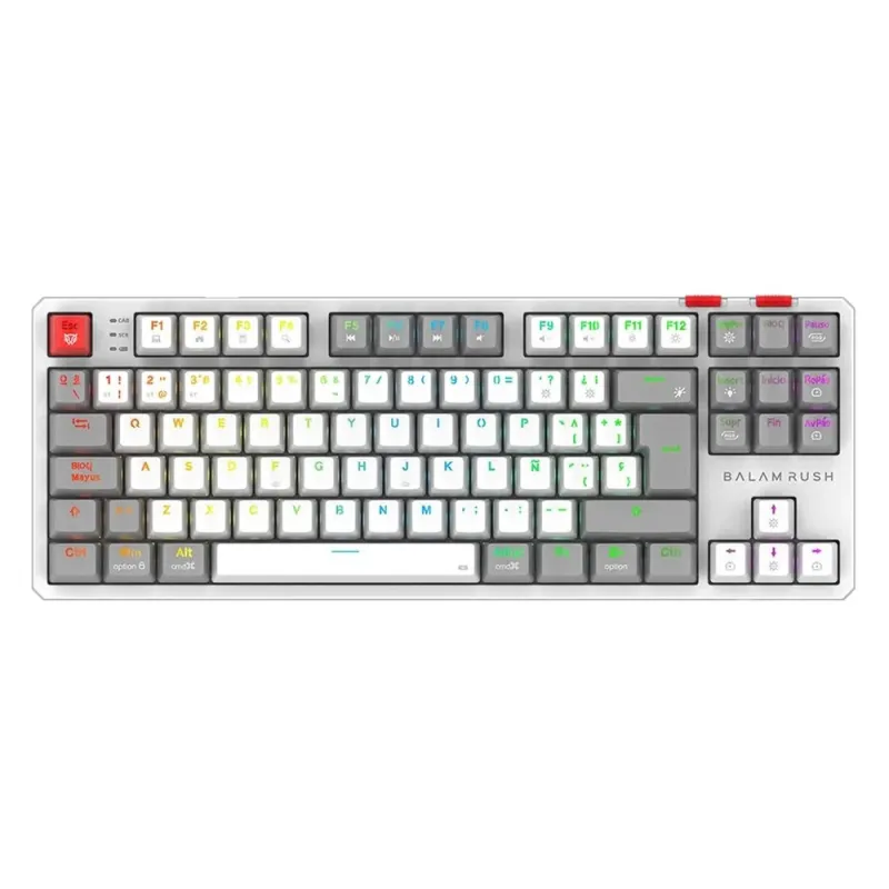 Teclado Gamer Balam Rush Level Pro GK990 - Inalámbrico - Blanco con Gris - RGB - Switch Rojo - BR-940375
