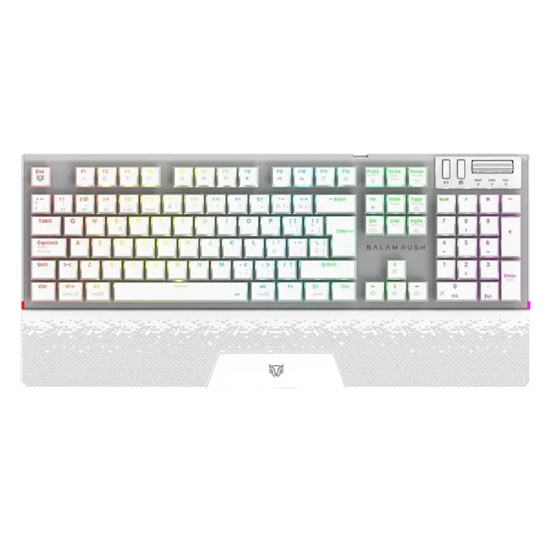 Teclado Gamer Balam Rush Dominate Expert GK979I - Inalámbrico - Blanco - RGB - Switch Rojo - BR-940399