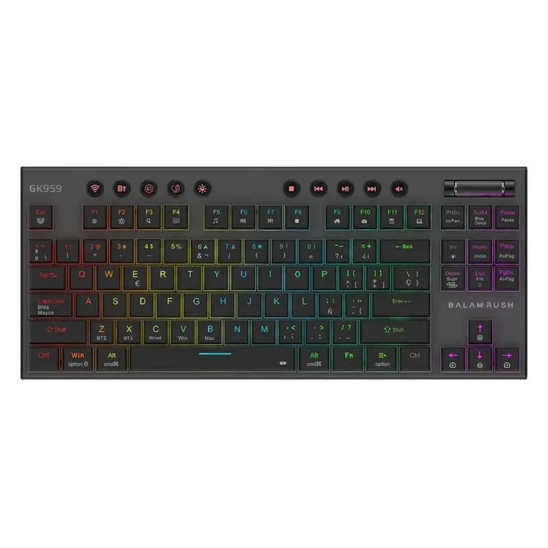 Teclado Gamer Balam Rush Dominate Expert GK959 - Inalámbrico - Negro - RGB - Switch Café - BR-940405