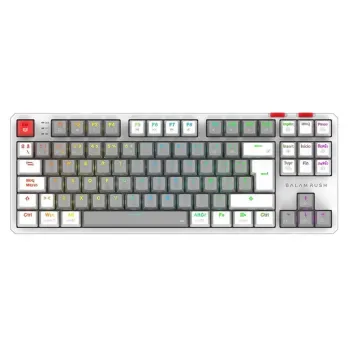Teclado Gamer Balam Rush Level Pro GK990 - Inalámbrico - Gris con Blanco - RGB - Switch Rojo - BR-940689