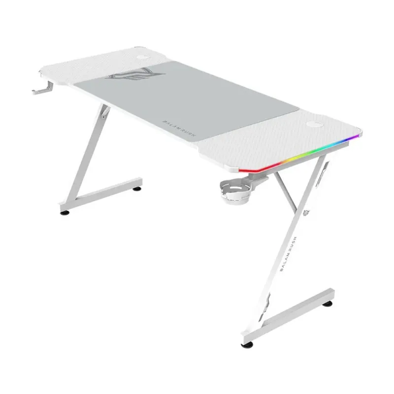 Escritorio Gamer Balam Rush Olympus Spot Glow MRX6000 - 140x60cm - Hasta 100kg - Blanco - BR-941402