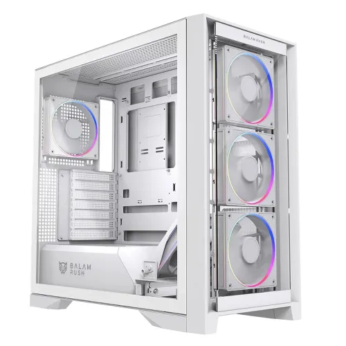 Gabinete Gamer Balam Rush Carbono Polar Twin Mate 9900 - Media Torre - ATX/M-ATX/ITX - 5 Ventiladores - Panel Lateral - Blanco - BR-941464