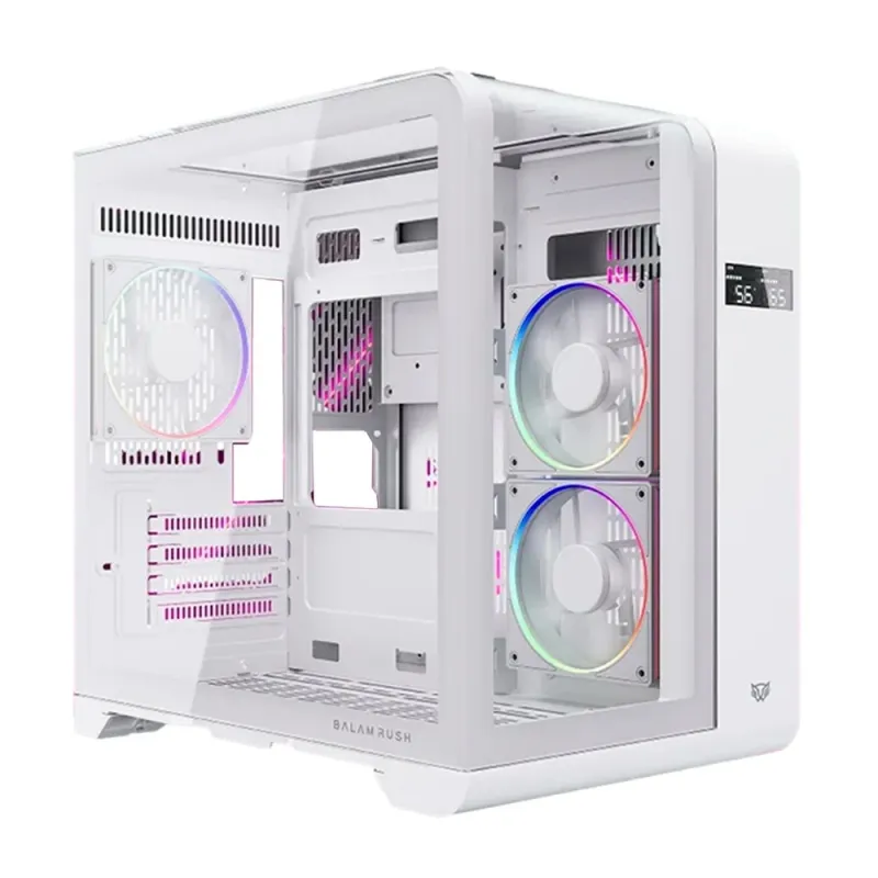 Gabinete Gamer Balam Rush TANK EXPERT CURVE 6400 - Mini Torre - Micro-ATX/Mini ITX - Panel Lateral - Blanco - BR-941624