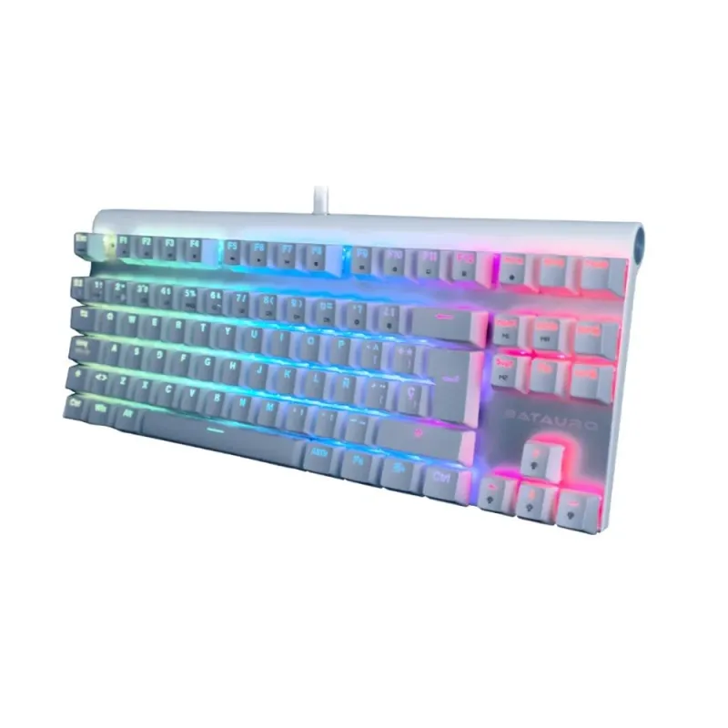Teclado Gamer Batauro Aubrac - Alámbrico - Español - RGB - Switch Azul - Blanco - ABR-400-WBL