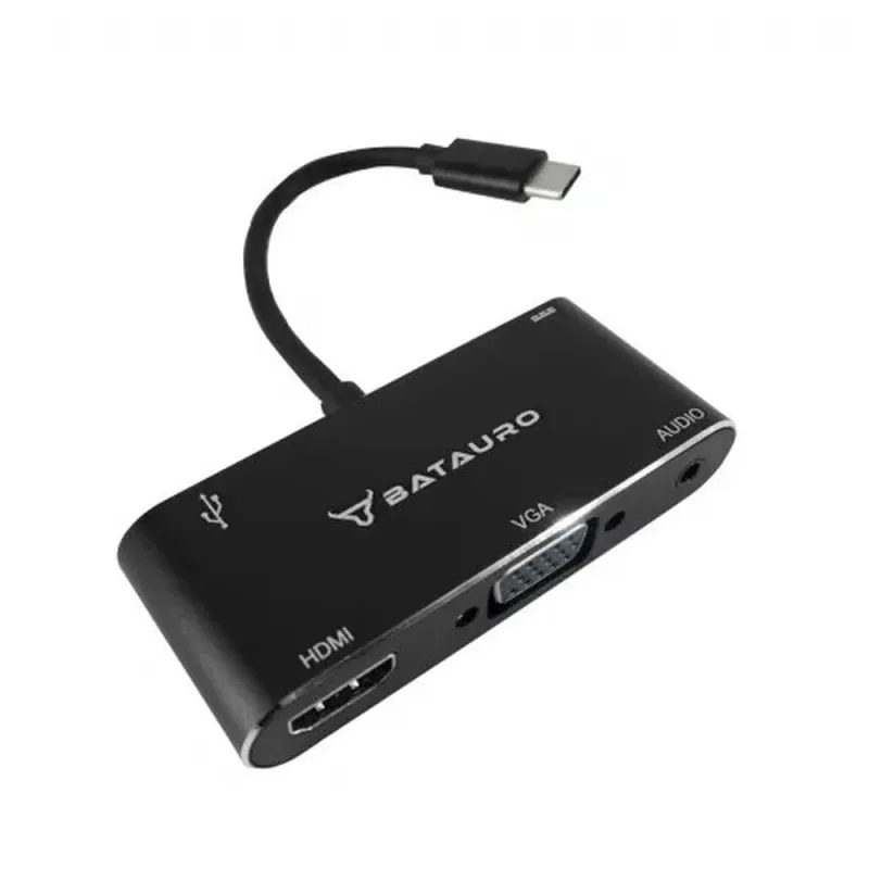 Hub USB Batauro AD-60 - USB-C a HDMI / VGA / USB-A - Negro - AD-60