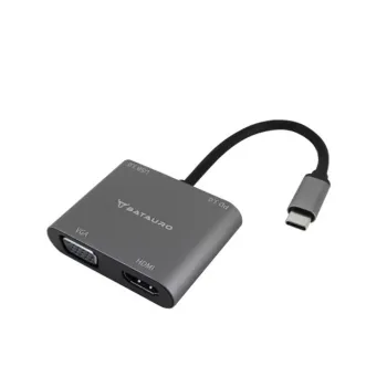 Hub USB Batauro AD-70 - USB-C a HDMI / VGA / USB-A - Gris - AD-70