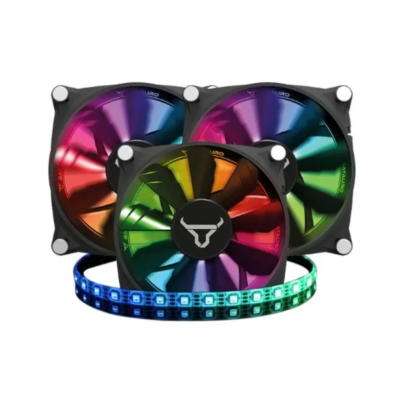 Kit de Ventiladores Batauro AIR-X-KIT - 120mm - 1900 RPM - Incluye Tira LED - ARGB - ARX-600-KIT