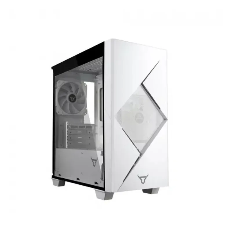Gabinete Gamer BATAURO Enfiniti - Mini Torre - Micro ATX/ITX - 2x Ventiladores - Panel Lateral - Blanco - ENF-400-W
