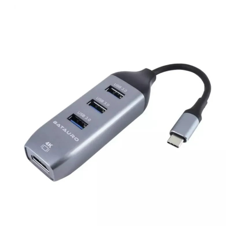 Hub USB Batauro HU-30 - USB-C a HDMI / 3x USB-A - Gris - HU-30