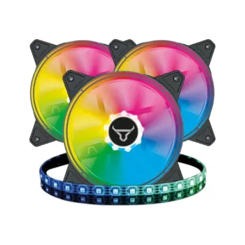 Kit de Ventiladores Batauro KRONE KIT - 120mm - 1100 RPM - Incluye Tira LED - ARGB - KRN-700-KIT