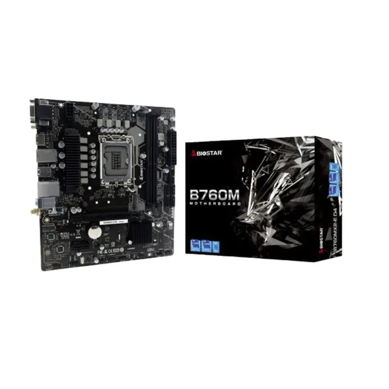 Tarjeta Madre Biostar B760MX2-E D4 - Socket 1700 - 2x DDR4 - 1866/3200/4400(OC) MHz - HDMI - VGA - USB 2.0 - Micro ATX - B760MX2-E D4