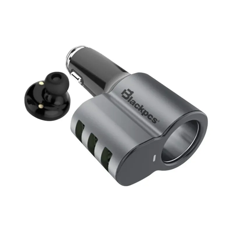 Cargador para Auto BLACKPCS EPI053BT-BL - 3 Puertos - USB - Manos Libres - EPI053BT-BL