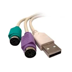 Cable Convertidor BRobotix 000897 - USB a PS/2 - 2 Puertos - Blanco - 000897