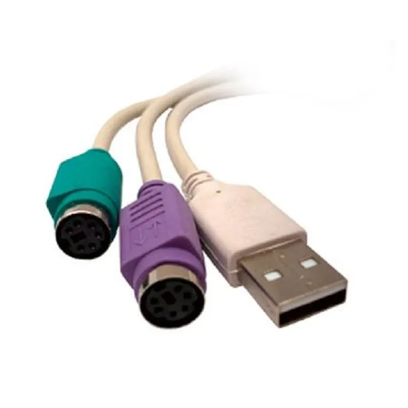 Cable Convertidor BRobotix 000897 - USB a PS/2 - 2 Puertos - Blanco - 000897