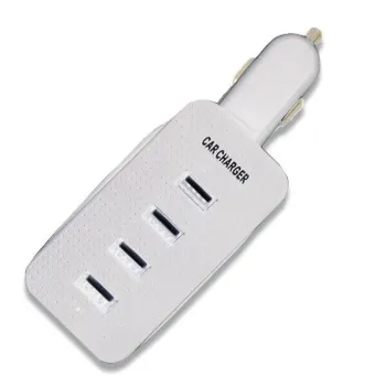 Cargador USB para Auto BRobotix 005003B - 4 Puertos - 5V - 4.3A - Blanco - 005003B