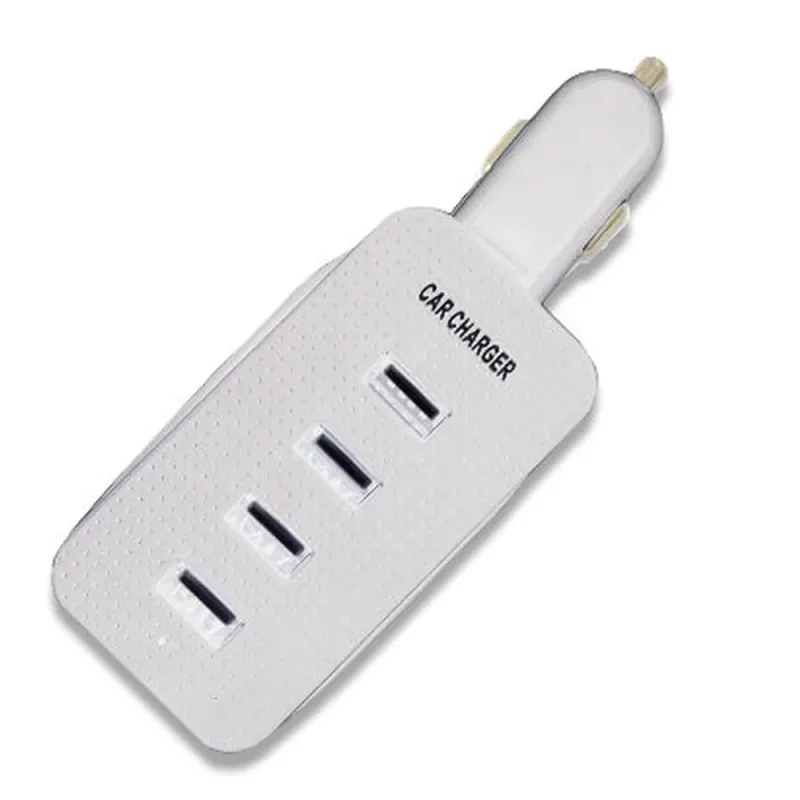 Cargador USB para Auto BRobotix 005003B - 4 Puertos - 5V - 4.3A - Blanco - 005003B