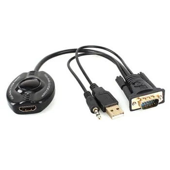 Convertidor VGA a HDMI Brobotix - Negro, VGA, HDMI+ Audio - 150620