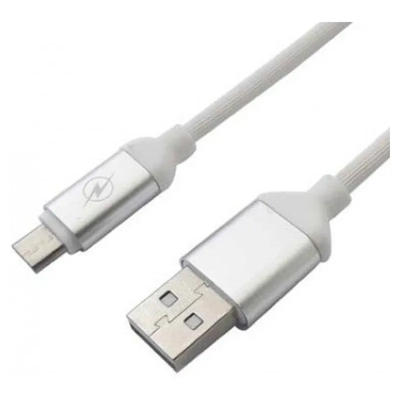 Cable USB BRobotix 161208B - USB a Micro USB - 1.2 M - Texturizado - Blanco - 161208B