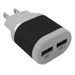 Cargador de Pared BRobotix 161264N - USB - 2 Puertos - Negro/Blanco - 161264N