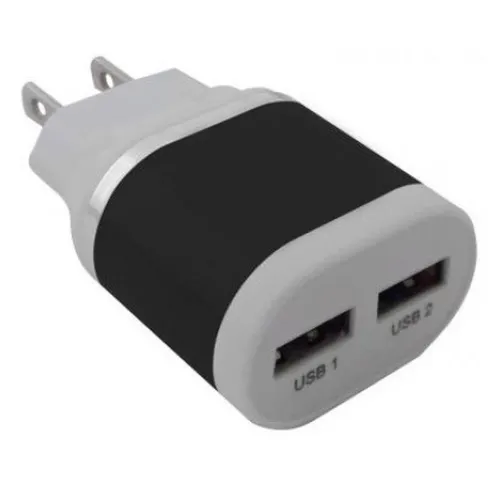 Cargador de Pared BRobotix 161264N - USB - 2 Puertos - Negro/Blanco - 161264N