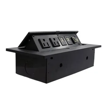 Caja para Mesa BRobotix 170906 - 6 Puertos - 1 HDMI - 1 USB - 2 RJ45 Cat6 - 2 Corriente - Negra - 170906