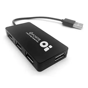 Hub BRobotix 180455 - USB 2.0 - 4 Puertos - Negro - 180455