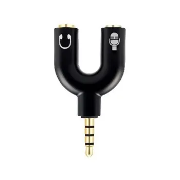 Adaptador Stereo BRobotix 181802-2 - 3.5mm a 3.5mm Dual - Negro - 181802-2