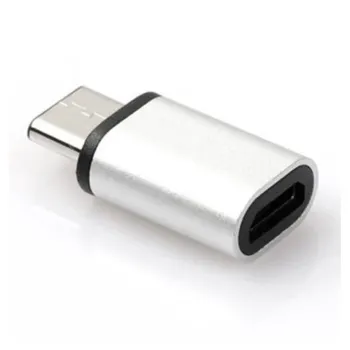 Adaptador BRobotix 235694 - USB Tipo-C Macho a Micro USB Hembra - Plata - 235694