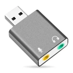 Convertidor BRobotix 263571 - USB a Audio 7.1 - 3.5 mm - Gris Metálico - 263571