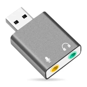 Convertidor BRobotix 263571 - USB a Audio 7.1 - 3.5 mm - Gris Metálico - 263571