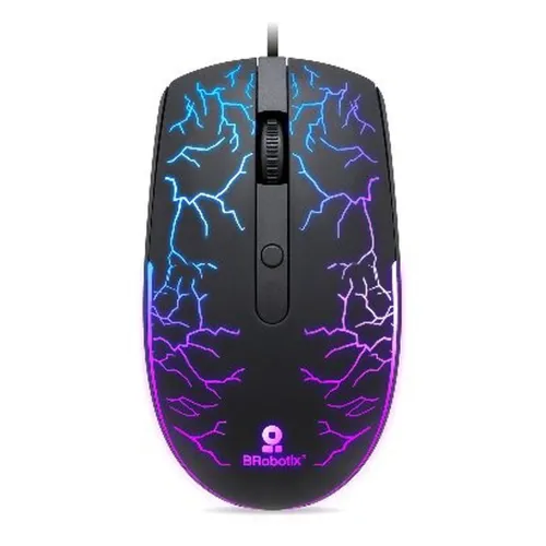 Mouse Gamer BRobotix 263946 - Alámbrico - 3 Botones - Ambidiestro - RGB - 263946