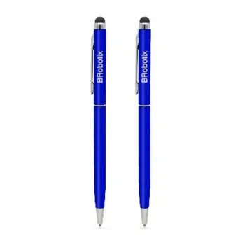 Pluma Stylus BRobotix 6000380 - Tinta Negra - Punta de Goma - 2 Piezas - Azul Rey - 6000380