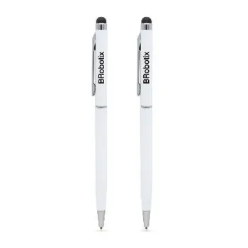 Pluma Stylus BRobotix 6000397 - Tinta Negra - Punta de Goma - 2 Piezas - Blanca - 6000397