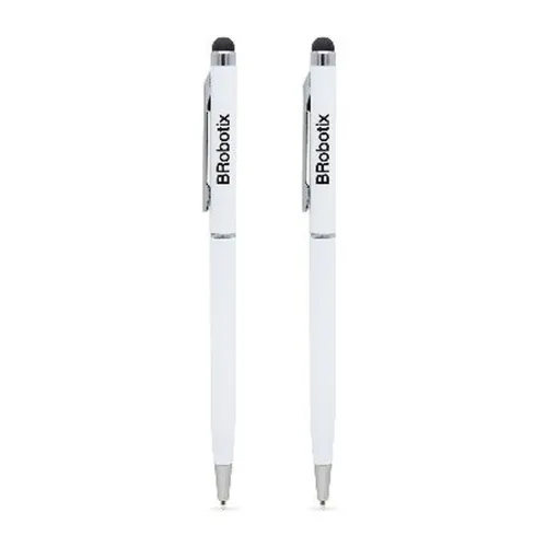 Pluma Stylus BRobotix 6000397 - Tinta Negra - Punta de Goma - 2 Piezas - Blanca - 6000397