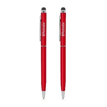 Pluma Stylus BRobotix 6000427 - Tinta Negra - Punta de Goma - 2 Piezas - Roja - 6000427