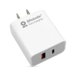Cargador Dual BRobotix 6000502 - USB 3.0 - USB-C - Blanco - 6000502