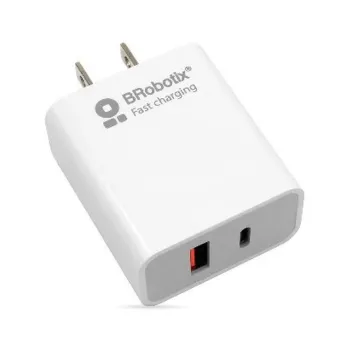 Cargador Dual BRobotix 6000502 - USB 3.0 - USB-C - Blanco - 6000502