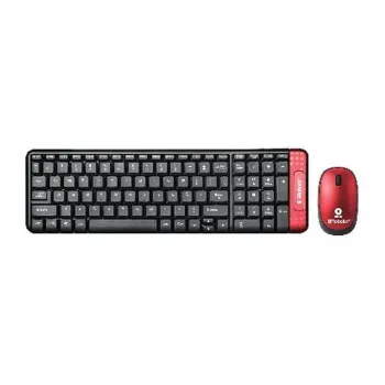 Kit de Teclado y Mouse BRobotix 6000632 - Inalámbrico - USB - Multimedia - Español - Negro con Rojo - 6000632
