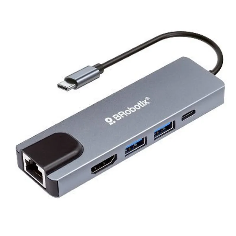 Docking Station BRobotix 6000694 - USB -C a HDMI/ 2x USB 3.0/ USB-C/ RJ45 Gigabit - 6000694