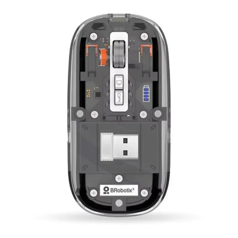 Mouse BRobotix 6000823 - Inalámbrico - USB 2.4GHz - Bluetooth - Transparente - 6000823